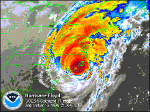 Photo: Hurricane Floyd satellite image.
