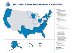 Map of National Estuarine Research Reserves.